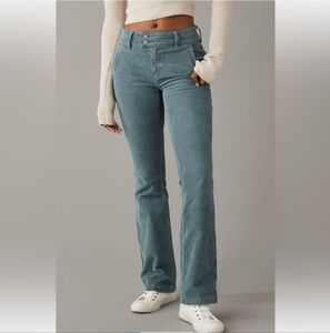 AE Stretch High-Rise Kick Boot Green Corduroy Pant